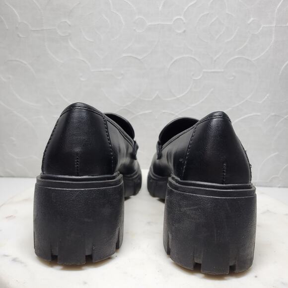 Madden Girl Hoxtonn Chunky Platform Loafer Womens 8 Black Chain Lug Sole‎ Grunge - Picture 11 of 15